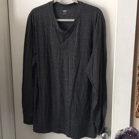Old Navy Henley Style XXL Long Sleeve Heather Gray - Picture 1 of 4
